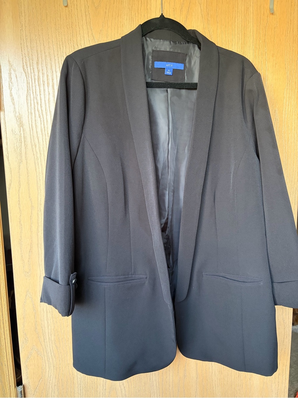 Apt. 9 Black Open-Front Longline Blazer